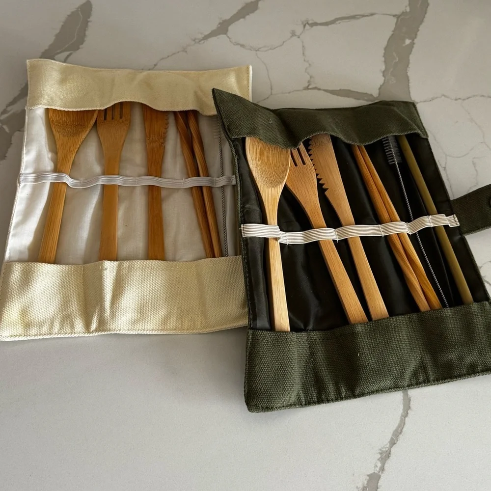 Eco-Friendly Bamboo Cutlery Set with Case Picnic